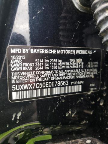 5UXWX7C50E0E78563 - 2014 BMW X3 XDRIVE35I BLUE photo 14