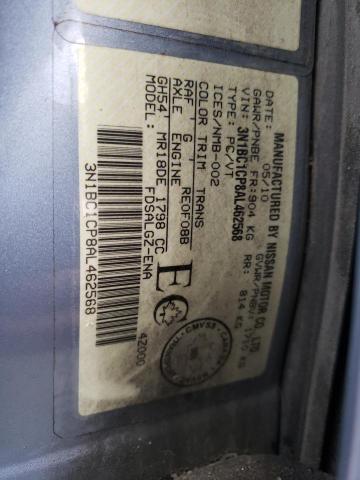 3N1BC1CP8AL462568 - 2010 NISSAN VERSA S BLUE photo 12