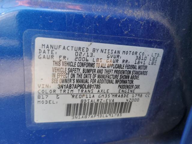 3N1AB7AP9DL691785 - 2013 NISSAN SENTRA S BLUE photo 12