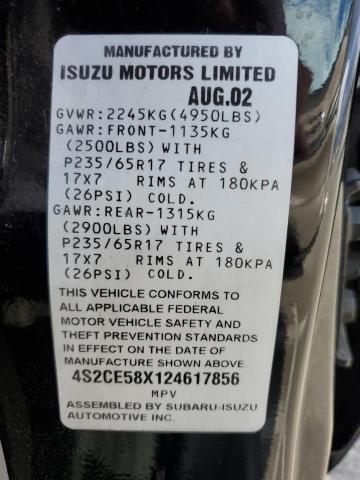 4S2CE58X124617856 - 2002 ISUZU AXIOM XS Qara foto 13