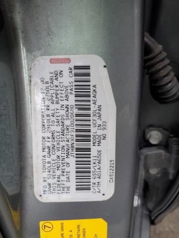 JTHBN30F310020680 - 2001 LEXUS LS 430 GRAY photo 12