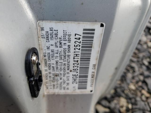 2HGEJ6324TH125247 - 1996 HONDA CIVIC CX SILVER photo 12