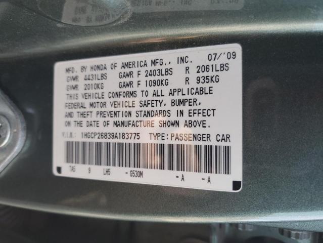 1HGCP26839A183775 - 2009 HONDA ACCORD EXL GRAY photo 12