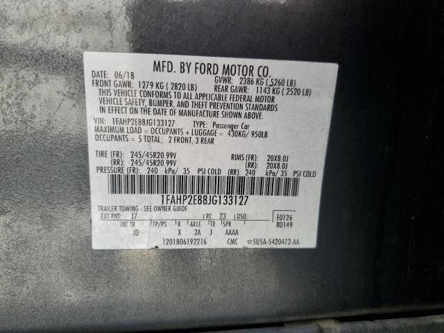 1FAHP2E88JG133127 - 2018 FORD TAURUS SEL GRAY photo 12