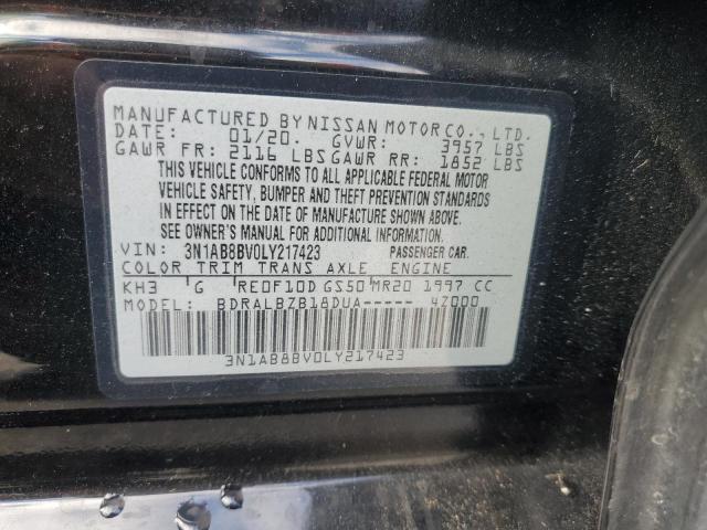 3N1AB8BV0LY217423 - 2020 NISSAN SENTRA S BLACK photo 12