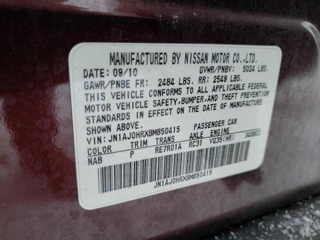 JN1AJ0HRXBM850415 - 2011 INFINITI EX35 BASE მუქწითელი ფოტო 13