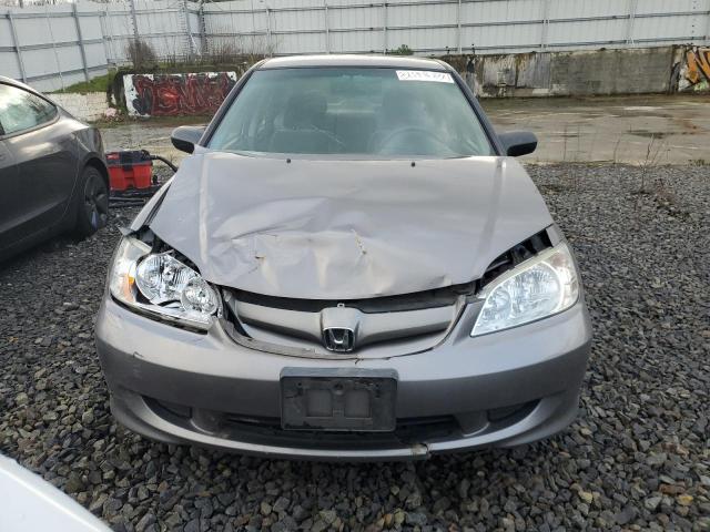 1HGES16385L019927 - 2005 HONDA CIVIC DX VP GRAY photo 5