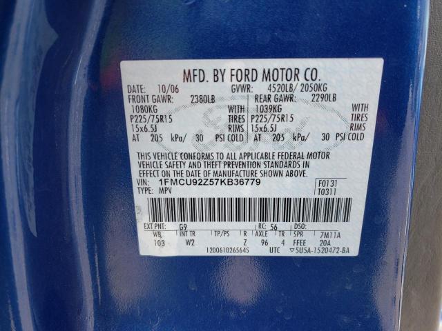 1FMCU92Z57KB36779 - 2007 FORD ESCAPE XLS BLUE photo 12