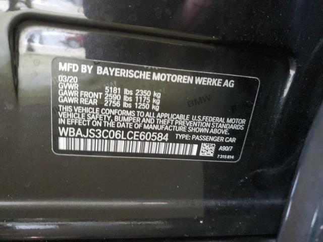 WBAJS3C06LCE60584 - 2020 BMW 540 XI BLACK photo 12