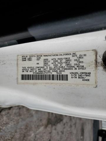 5TESN92N91Z737772 - 2001 TOYOTA TACOMA XTRACAB PRERUNNER თეთრი ფოტო 12
