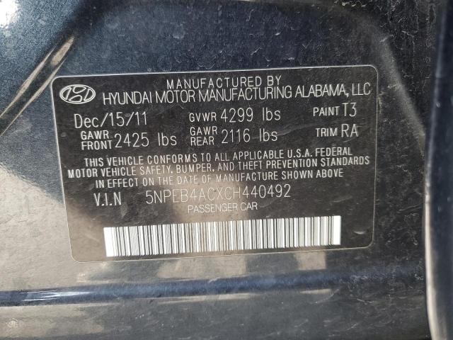 5NPEB4ACXCH440492 - 2012 HYUNDAI SONATA GLS BLUE photo 12