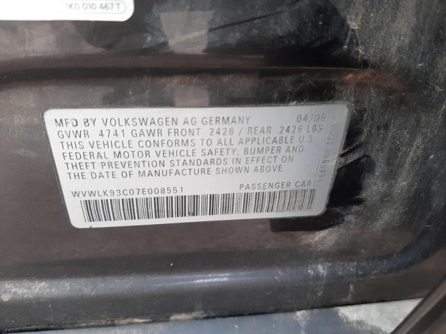 WVWLK93C07E008551 - 2007 VOLKSWAGEN PASSAT 2.0T WAGON VALUE CHARCOAL photo 12