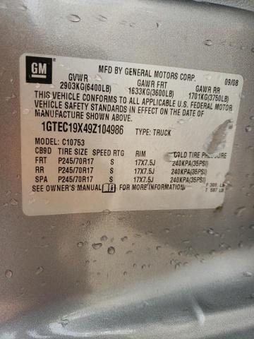 1GTEC19X49Z104986 - 2009 GMC SIERRA C1500 GRAY photo 12