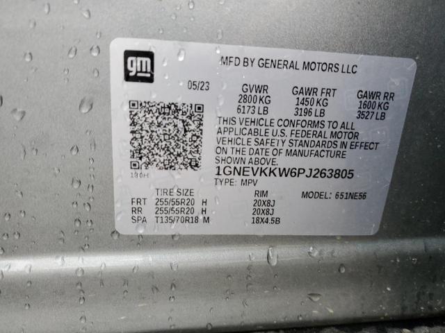 1GNEVKKW6PJ263805 - 2023 CHEVROLET TRAVERSE PREMIER GRAY photo 13