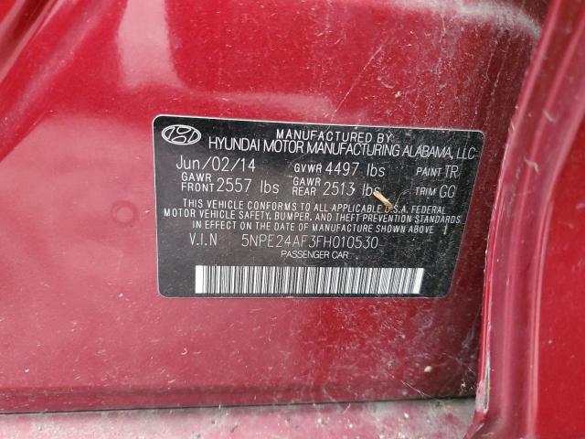 5NPE24AF3FH010530 - 2015 HYUNDAI SONATA SE RED photo 12