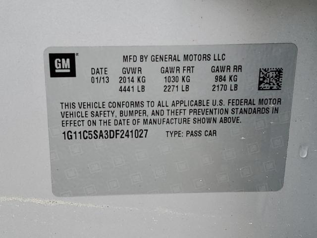 1G11C5SA3DF241027 - 2013 CHEVROLET MALIBU 1LT ვერცხლისფერი ფოტო 12