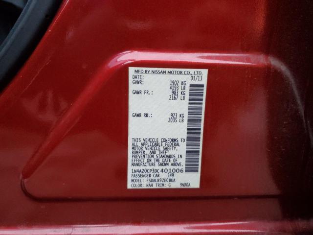 1N4AZ0CP3DC401006 - 2013 NISSAN LEAF S RED photo 13