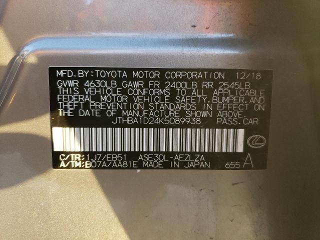 JTHBA1D24K5089938 - 2019 LEXUS IS 300 GRAY photo 13