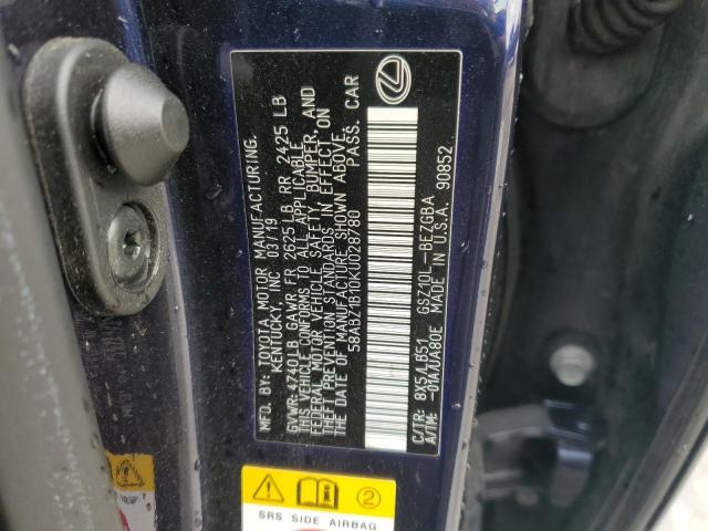 58ABZ1B10KU028780 - 2019 LEXUS ES 350 BLUE photo 12