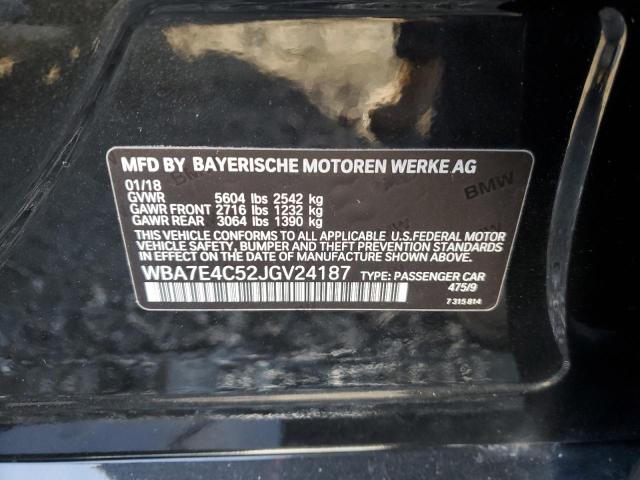 WBA7E4C52JGV24187 - 2018 BMW 740 XI BLACK photo 12