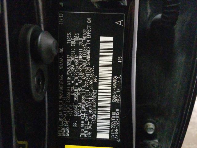 5TDBK3EHXDS278703 - 2013 TOYOTA HIGHLANDER BASE  фото 10