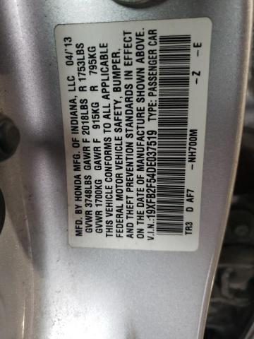 19XFB2F54DE037519 - 2013 HONDA CIVIC LX GRAY photo 13