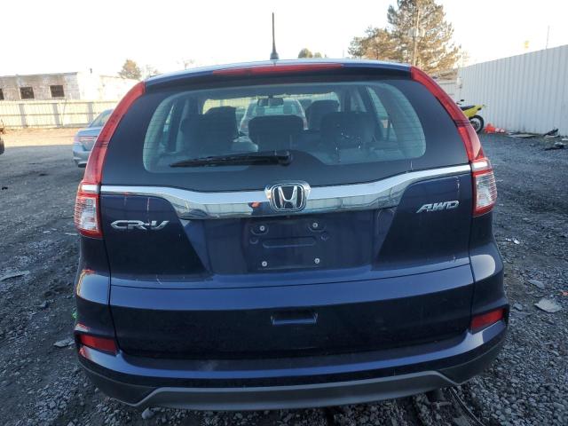 5J6RM4H3XFL110587 - 2015 HONDA CR-V LX BLUE photo 6