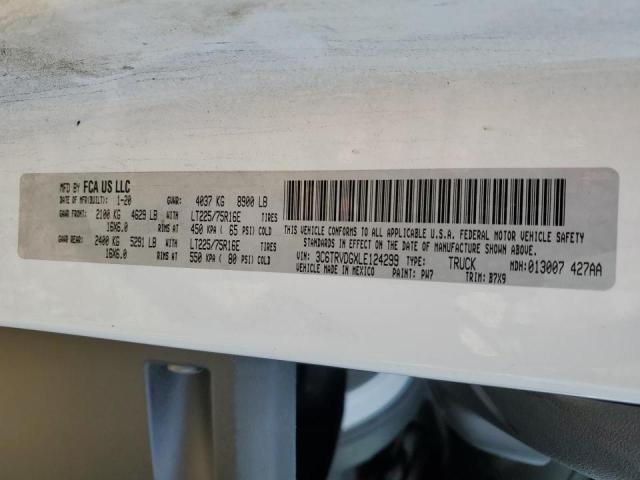 3C6TRVDGXLE124299 - 2020 RAM PROMASTER 2500 HIGH თეთრი ფოტო 13