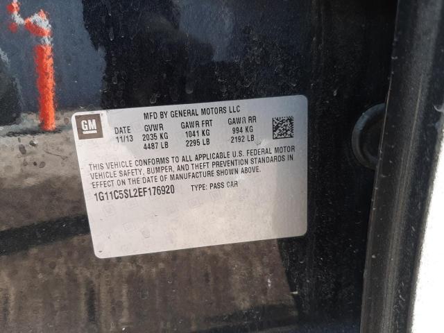 1G11C5SL2EF176920 - 2014 CHEVROLET MALIBU 1LT შავი ფოტო 12