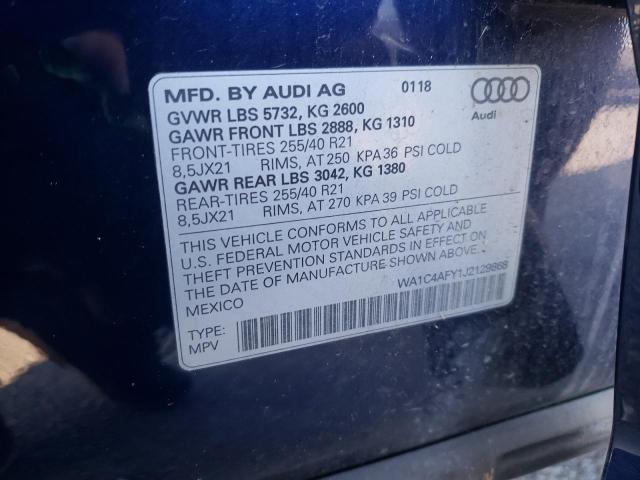 WA1C4AFY1J2129868 - 2018 AUDI SQ5 PRESTIGE BLUE photo 12