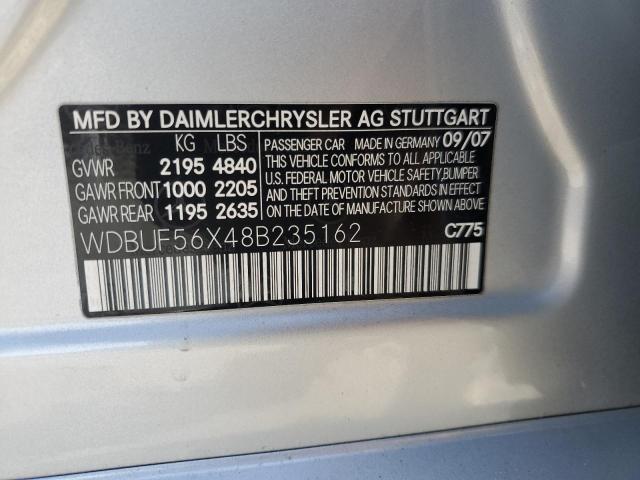 WDBUF56X48B235162 - 2008 MERCEDES-BENZ E 350 SILVER photo 12