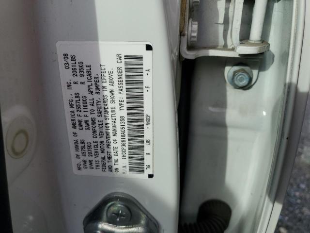 1HGCP36818A051358 - 2008 HONDA ACCORD EXL WHITE photo 12