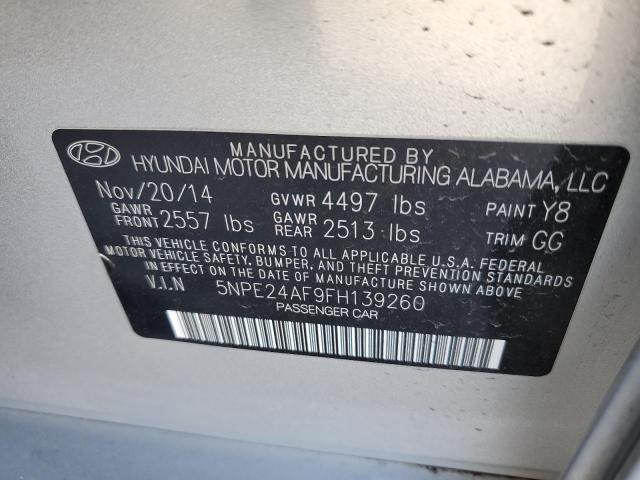 5NPE24AF9FH139260 - 2015 HYUNDAI SONATA SE SILVER photo 12