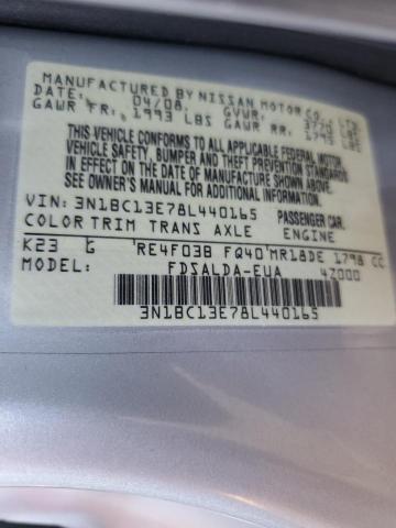 3N1BC13E78L440165 - 2008 NISSAN VERSA S SILVER photo 12