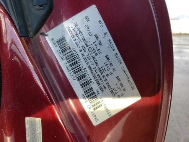 JM1NB353430302867 - 2003 MAZDA MX-5 MIATA BASE GRAY photo 12