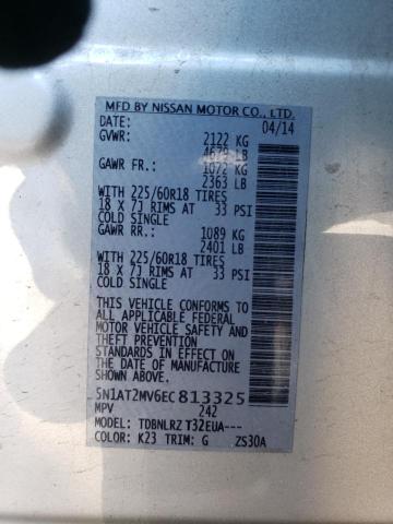 5N1AT2MV6EC813325 - 2014 NISSAN ROGUE S SILVER photo 13