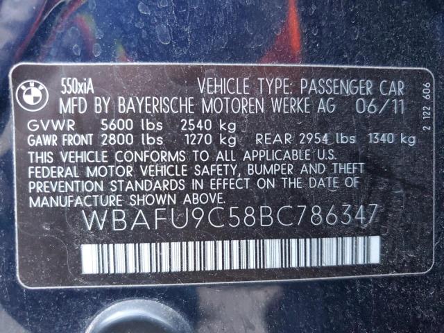 WBAFU9C58BC786347 - 2011 BMW 550 XI BLUE photo 12