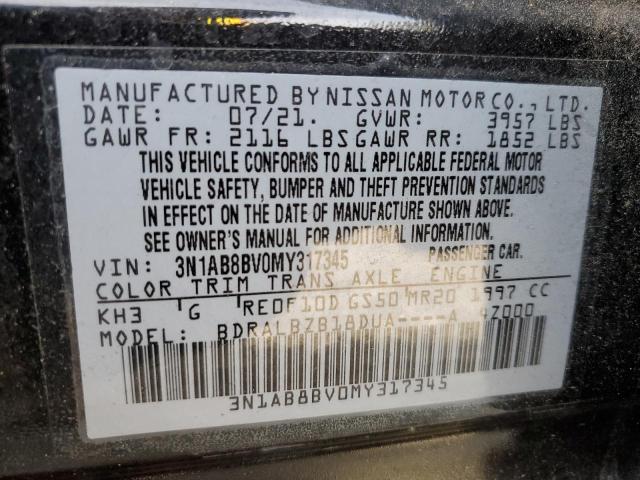 3N1AB8BV0MY317345 - 2021 NISSAN SENTRA S BLACK photo 13