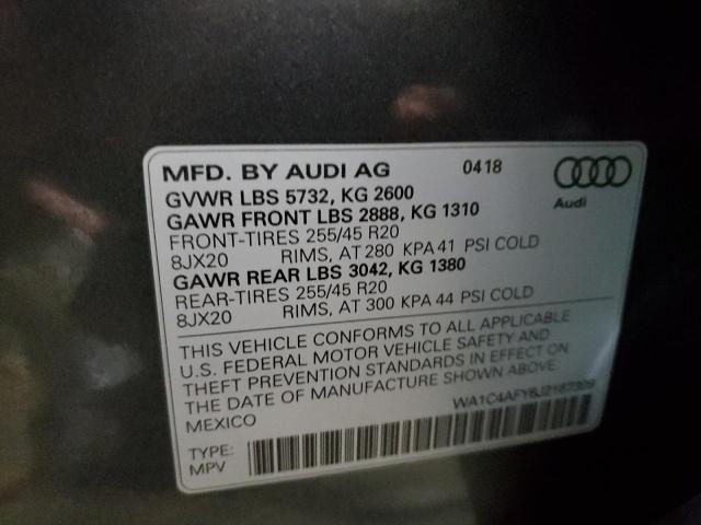 WA1C4AFY6J2167399 - 2018 AUDI SQ5 PRESTIGE CHARCOAL photo 13