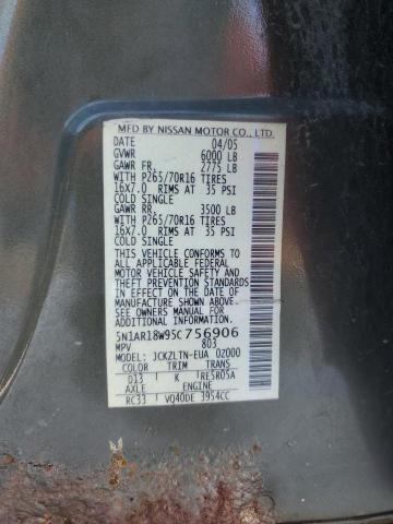 5N1AR18W95C756906 - 2005 NISSAN PATHFINDER LE 绿色 照片 12