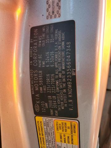 KNDMB233566047348 - 2006 KIA SEDONA EX SILVER photo 13