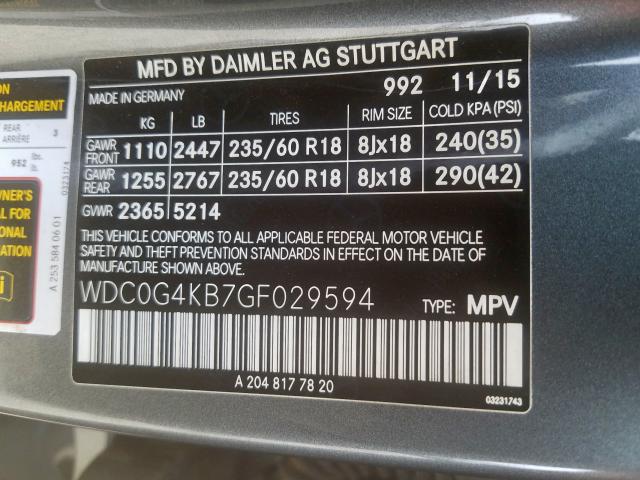 WDC0G4KB7GF029594 - 2016 MERCEDES-BENZ GLC 300 4MATIC  photo 10