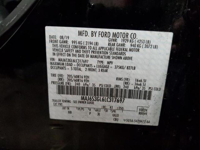 MAJ6S3GL6LC317697 - 2020 FORD ECOSPORT SE BLACK photo 14