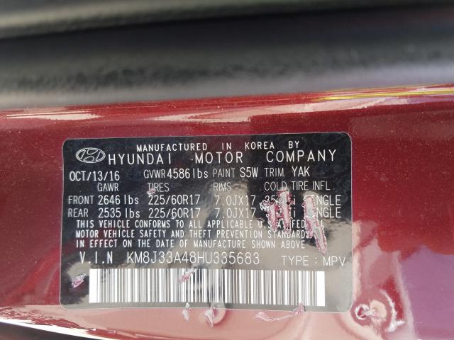 KM8J33A48HU335683 - 2017 HYUNDAI TUCSON LIMITED  photo 10