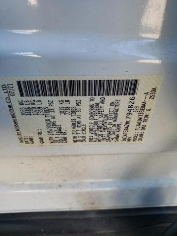 5N1AT3BA2MC794826 - 2021 NISSAN ROGUE SV WHITE photo 12