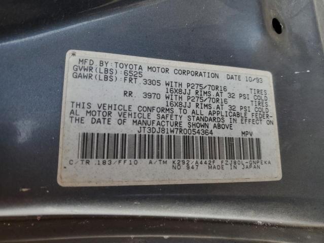 JT3DJ81W7R0054364 - 1994 TOYOTA LAND CRUIS DJ81 GRAY photo 12