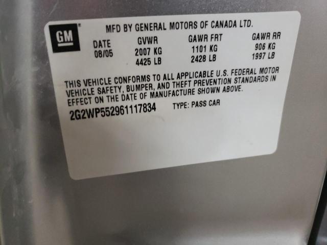 2G2WP552961117834 - 2006 PONTIAC GRAND PRIX GRAY photo 12