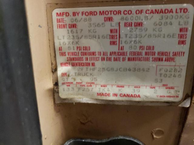 2FTHF25G8JCB43842 - 1988 FORD F250 TAN photo 12