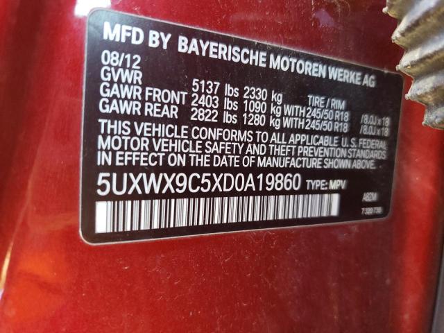 5UXWX9C5XD0A19860 - 2013 BMW X3 XDRIVE28I RED photo 13