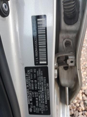 KNADN4A32D6231923 - 2013 KIA RIO EX GRAY photo 12